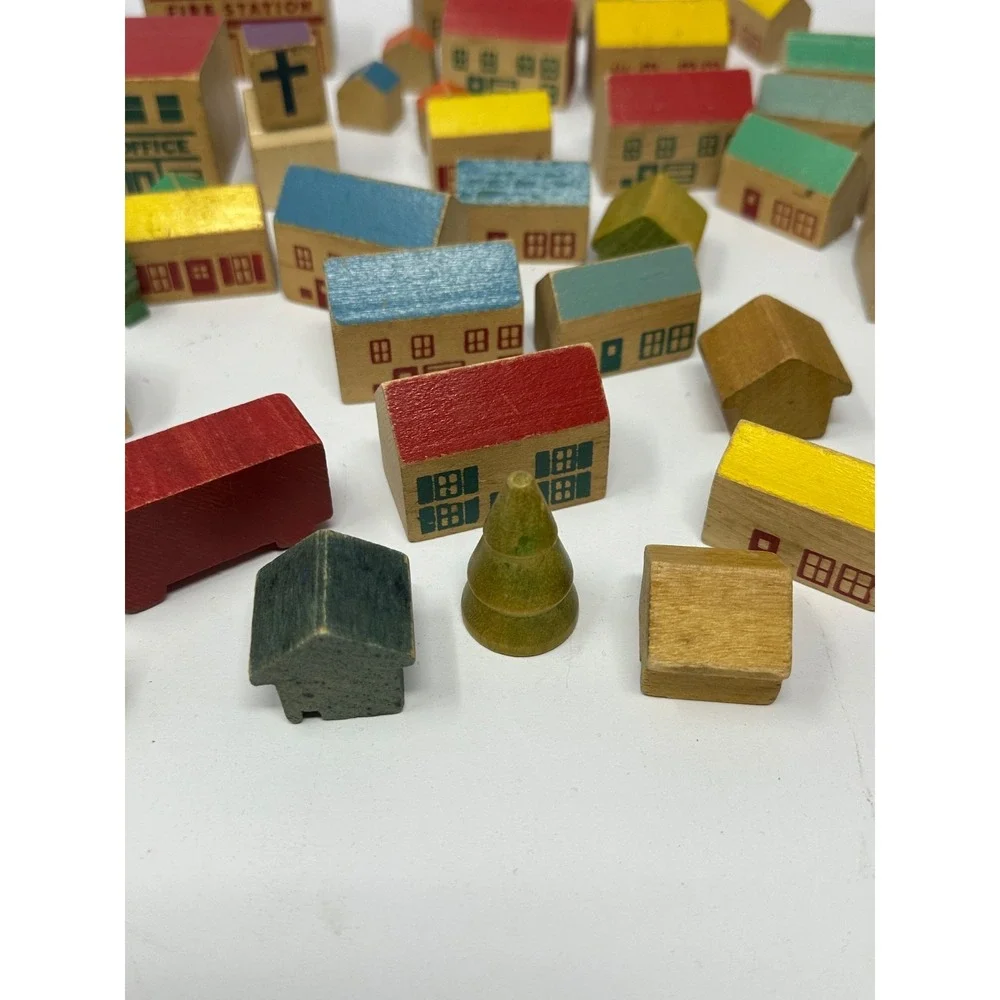 Vintage 1970's Playskool Village 52pc Block Set T3
